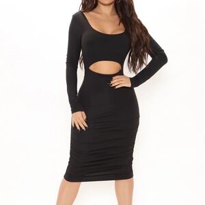 Cami Ruched Midi Dress - Black